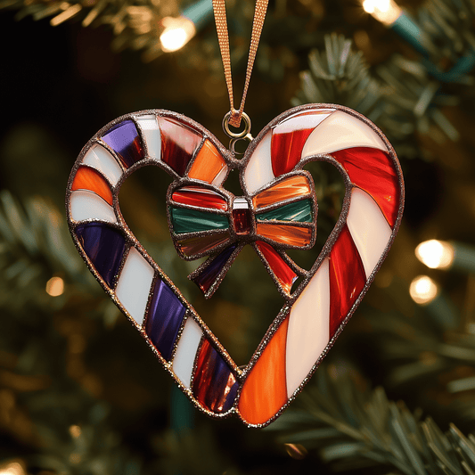 Love Symbol Rainbow Candy Canes Mica Ornament Bright Rainbow Candy Ornament Perfect Holiday Gift Idea