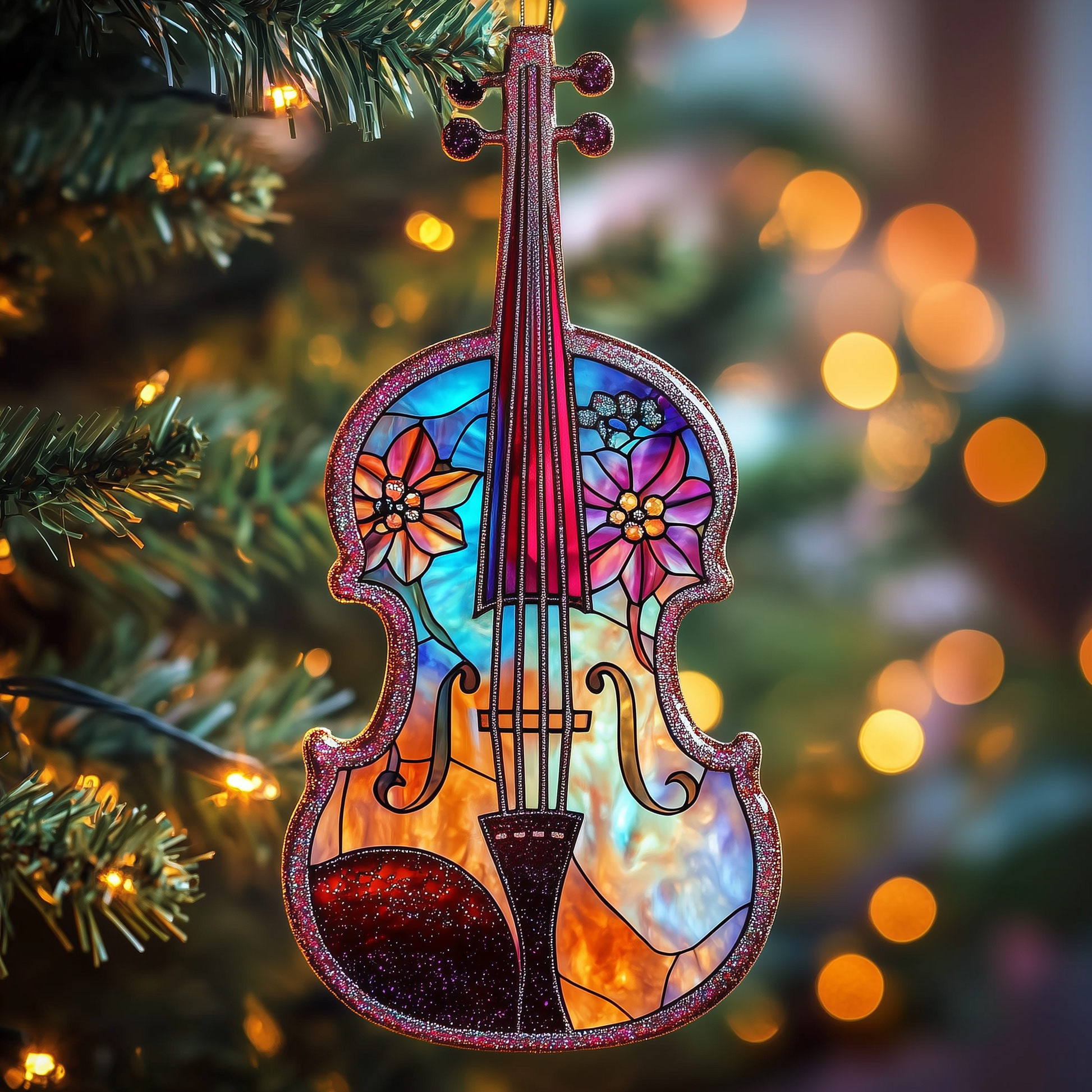 Elegant Violin Mica Ornament Classical Music Christmas Ornament Perfect Holiday Gift For Musicians