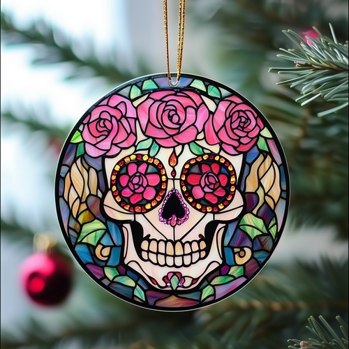 Elegant Skull Mica Ornament Artistic Skull Design Christmas Ornament Gifts For Him