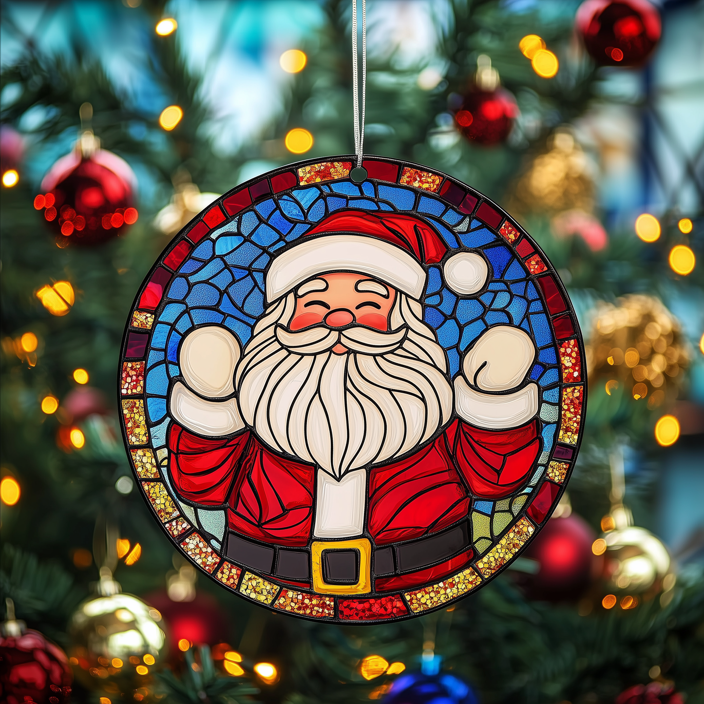 Santa Claus Mica Ornament Joyful Santa Design Christmas Ornament Lovely Holiday Keepsake Gift