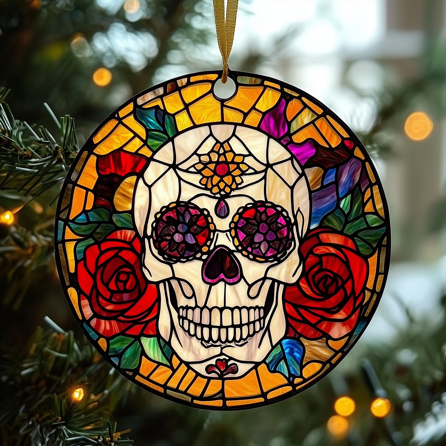 Elegant Skull Mica Ornament Handcrafted Gothic Christmas Ornament Gifts For People Who Like Skulls