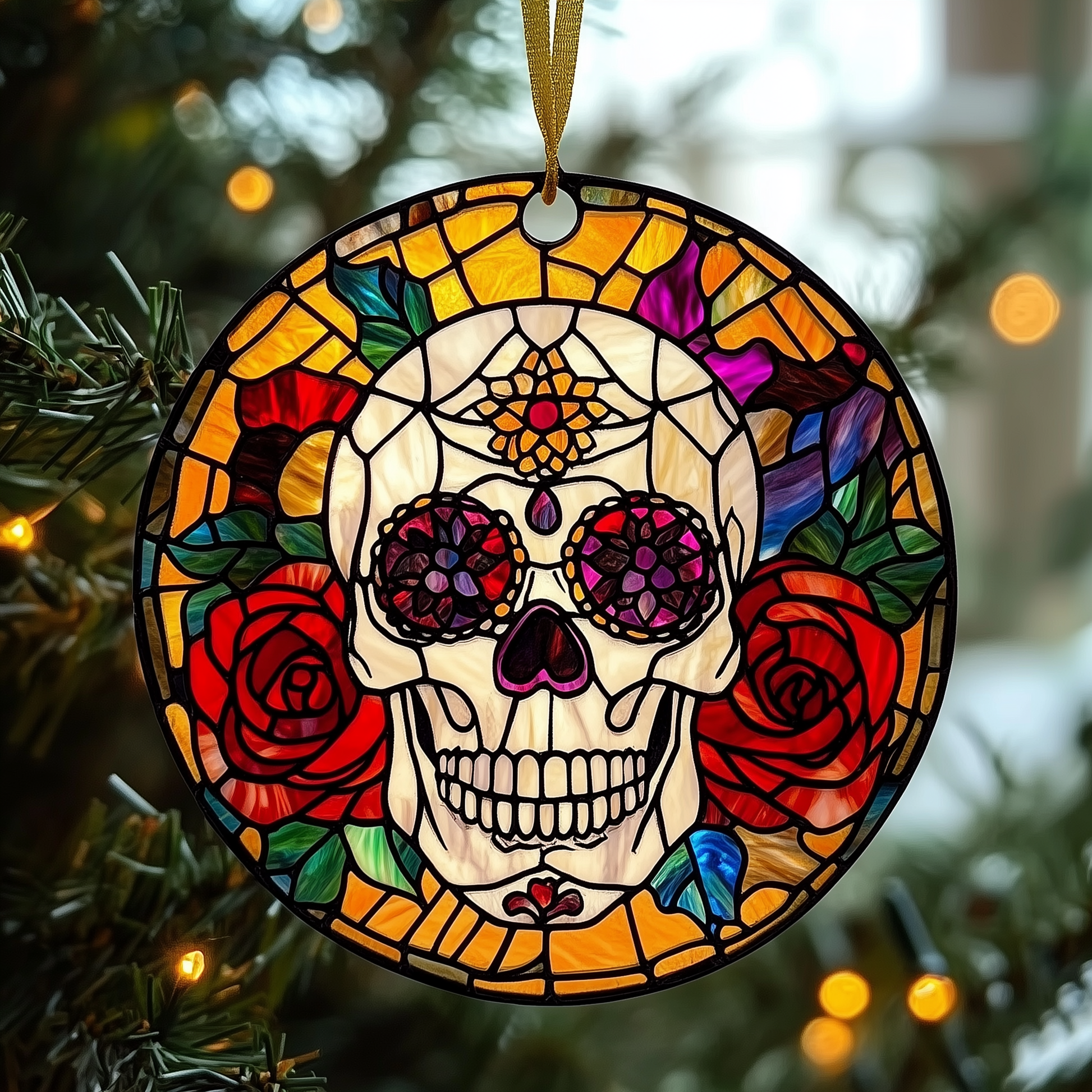 Elegant Skull Mica Ornament Handcrafted Gothic Christmas Ornament Gifts For People Who Like Skulls
