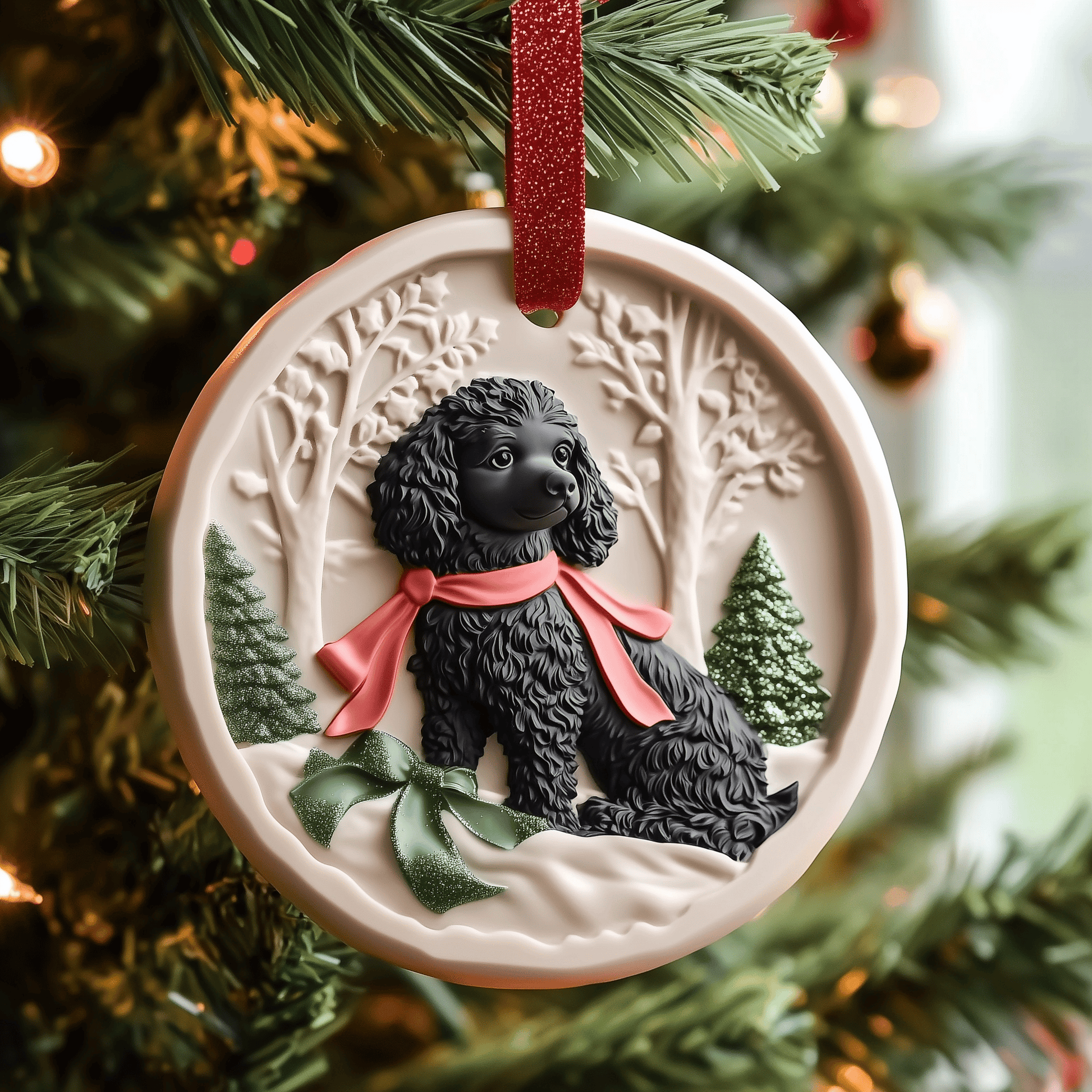 Poodle Mica Ornament Lovely Puppy Christmas Ornament Festive Holiday Keepsake For Pet Owners