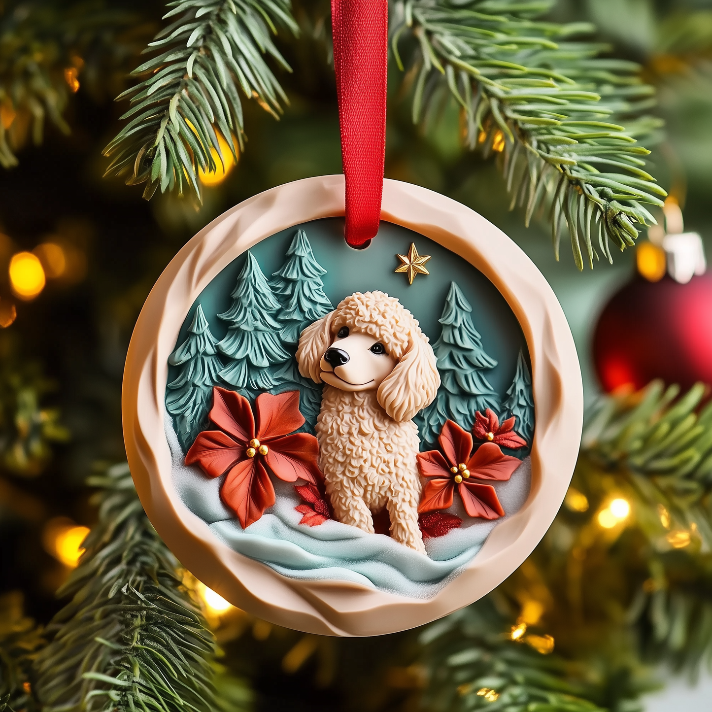 Poodle Mica Ornament Cute Puppy Christmas Ornament Perfect Holiday Gift For Pet Lovers Family