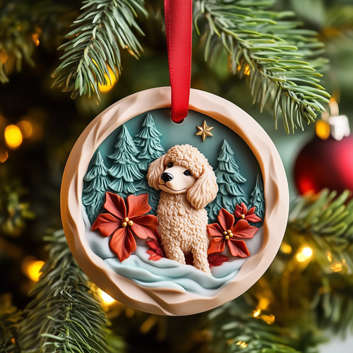 Poodle Mica Ornament Cute Puppy Christmas Ornament Perfect Holiday Gift For Pet Lovers Family