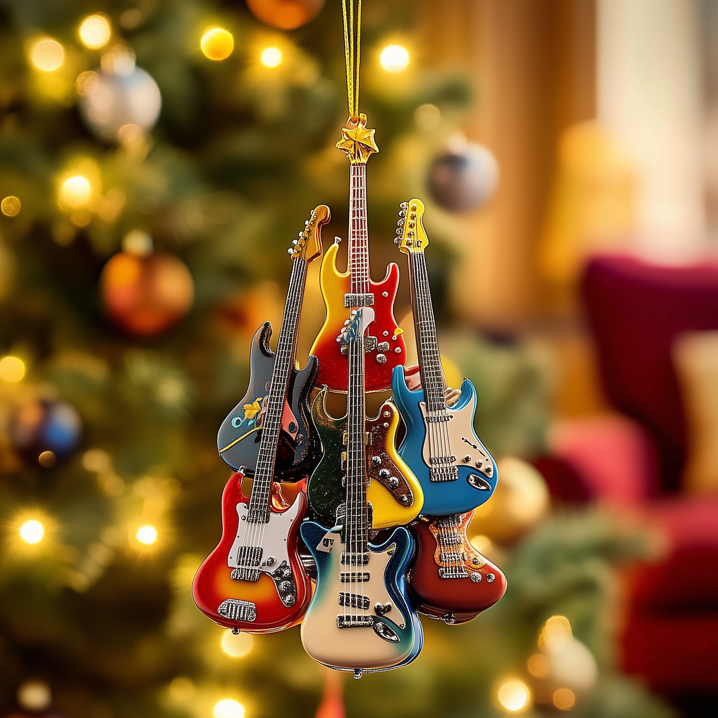 Electric Guitar Mica Ornament Musical Christmas Ornament Perfect Gift For Music Lovers Holiday