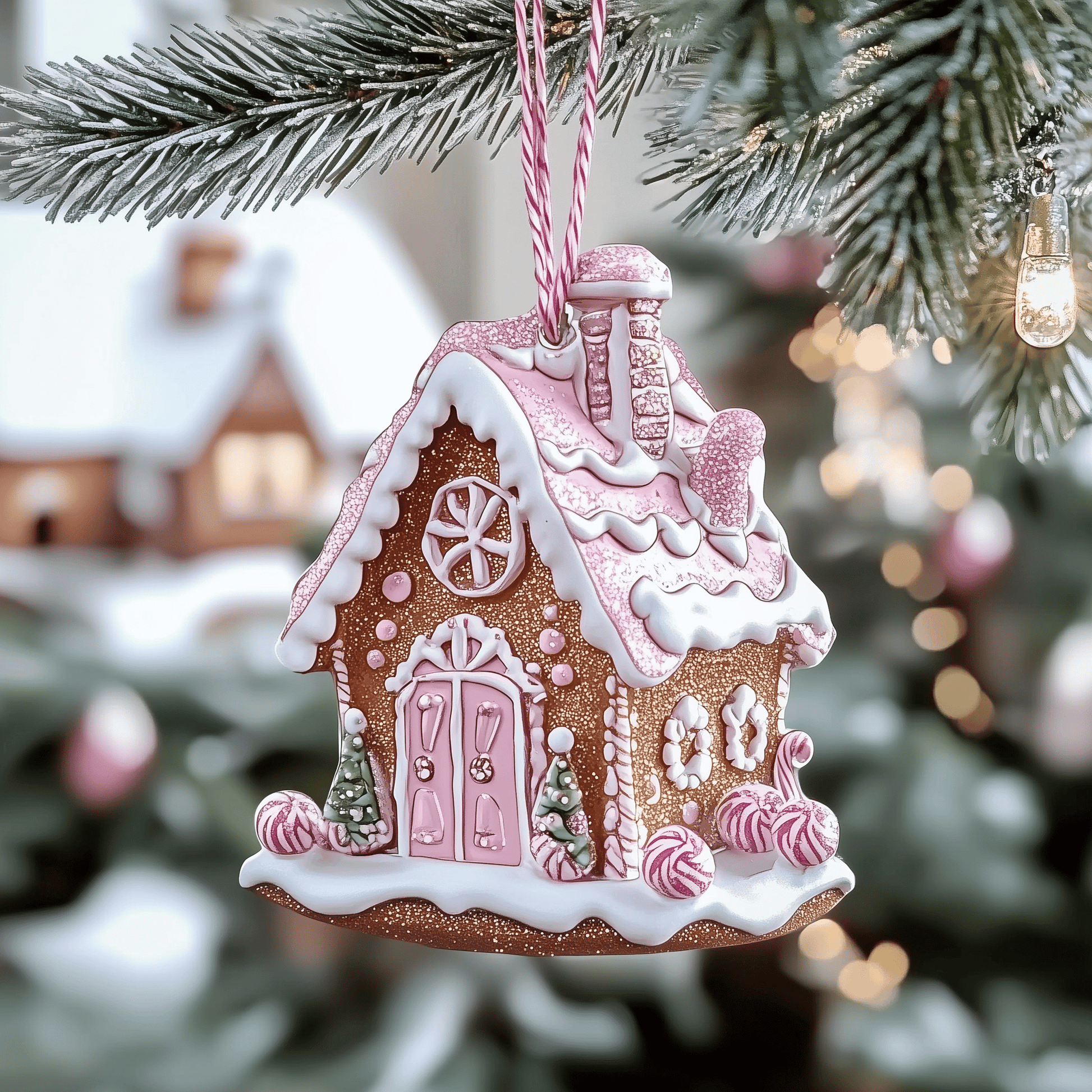 Pastel Sweet House Mica Ornament Cute Candy Home Christmas Ornament Perfect Ginger House Christmas Gifts