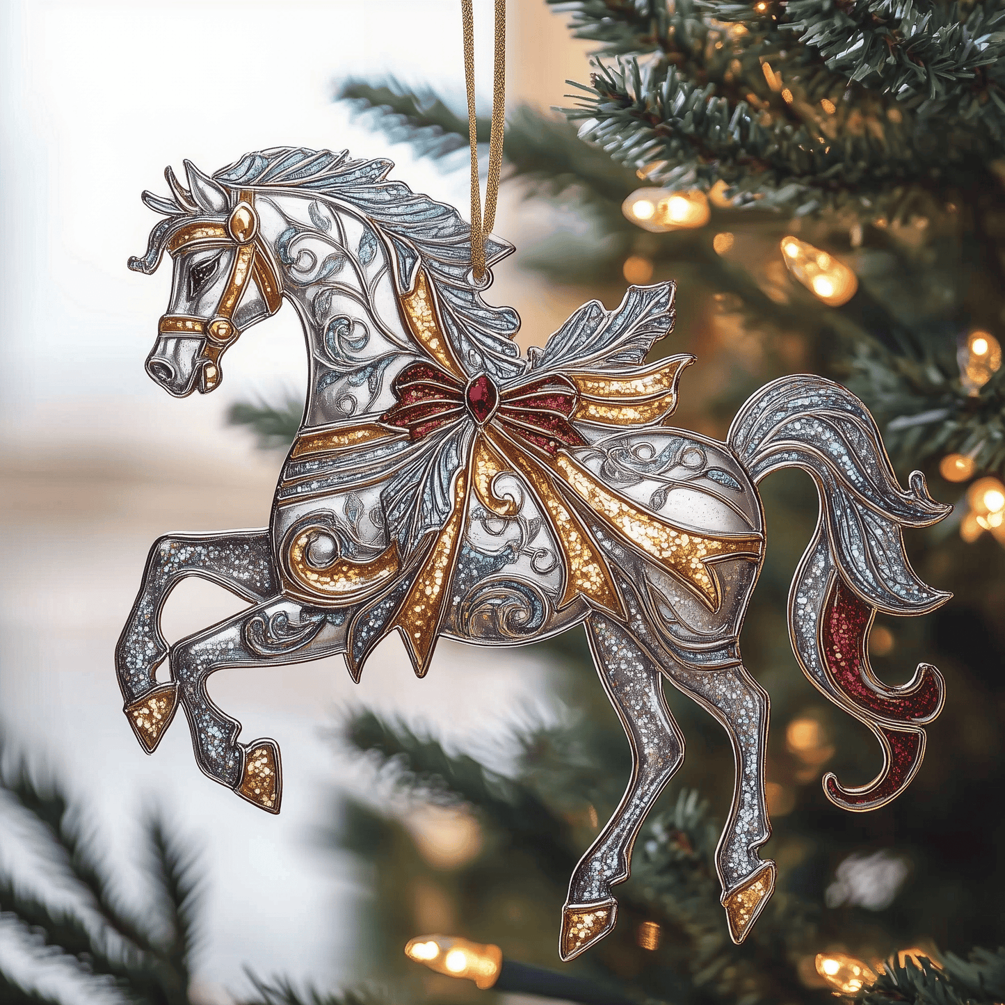 Festive Horse Mica Ornament Charming Horse Christmas Ornament Horsey Christmas Gifts