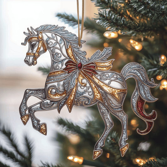 Festive Horse Mica Ornament Charming Horse Christmas Ornament Horsey Christmas Gifts
