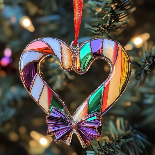 Love Symbol Rainbow Candy Canes Mica Ornament Colorful Candy Design Christmas Ornament Lovely Gift