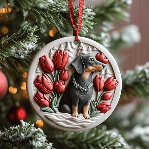 Dachshund Mica Ornament Handcrafted Dog Lover Christmas Ornament Perfect Festive Holiday Keepsake