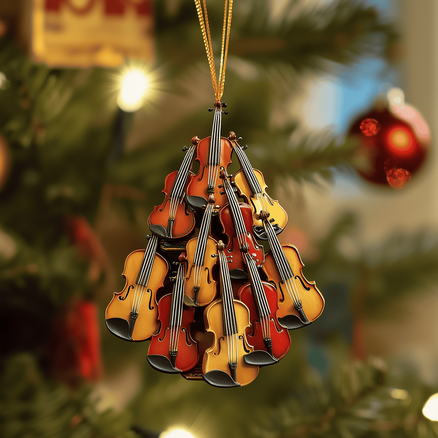 Violin Concert Mica Ornament Artistic Violin Design Christmas Ornament Beautiful Instrument Gift Idea