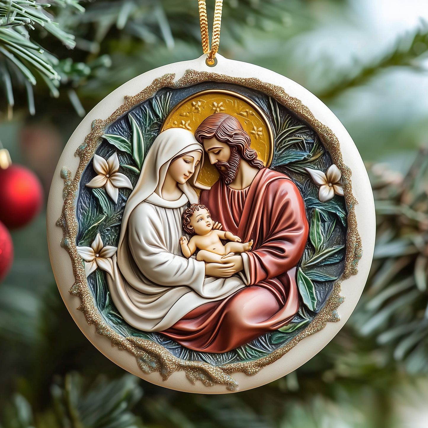 Nativity Mica Ornament Sacred Christmas Ornament Religious Holiday Decoration Perfect Gift Choice