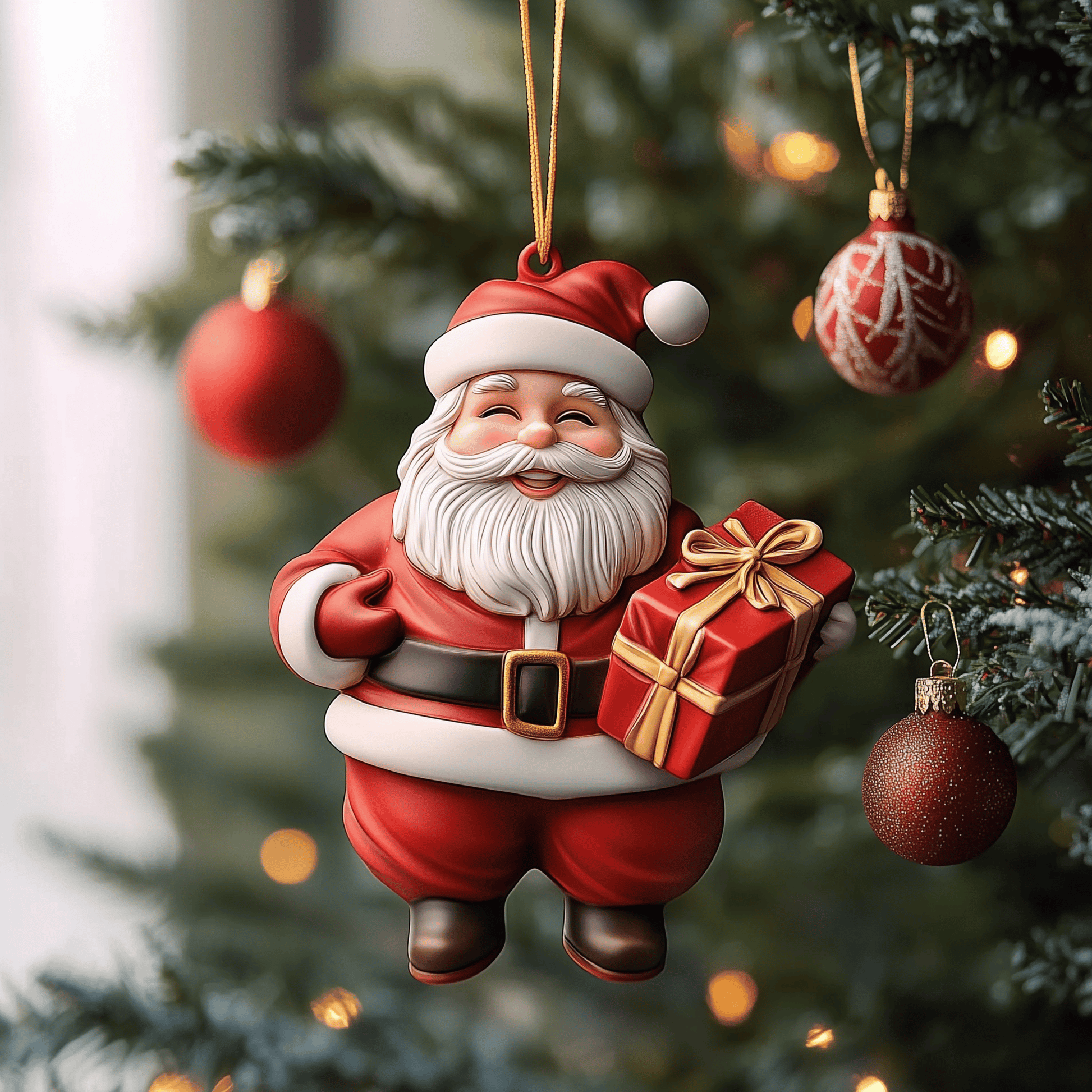 Santa Claus Mica Ornament Festive Santa Claus Christmas Ornament Lovely Holiday Decoration For Home