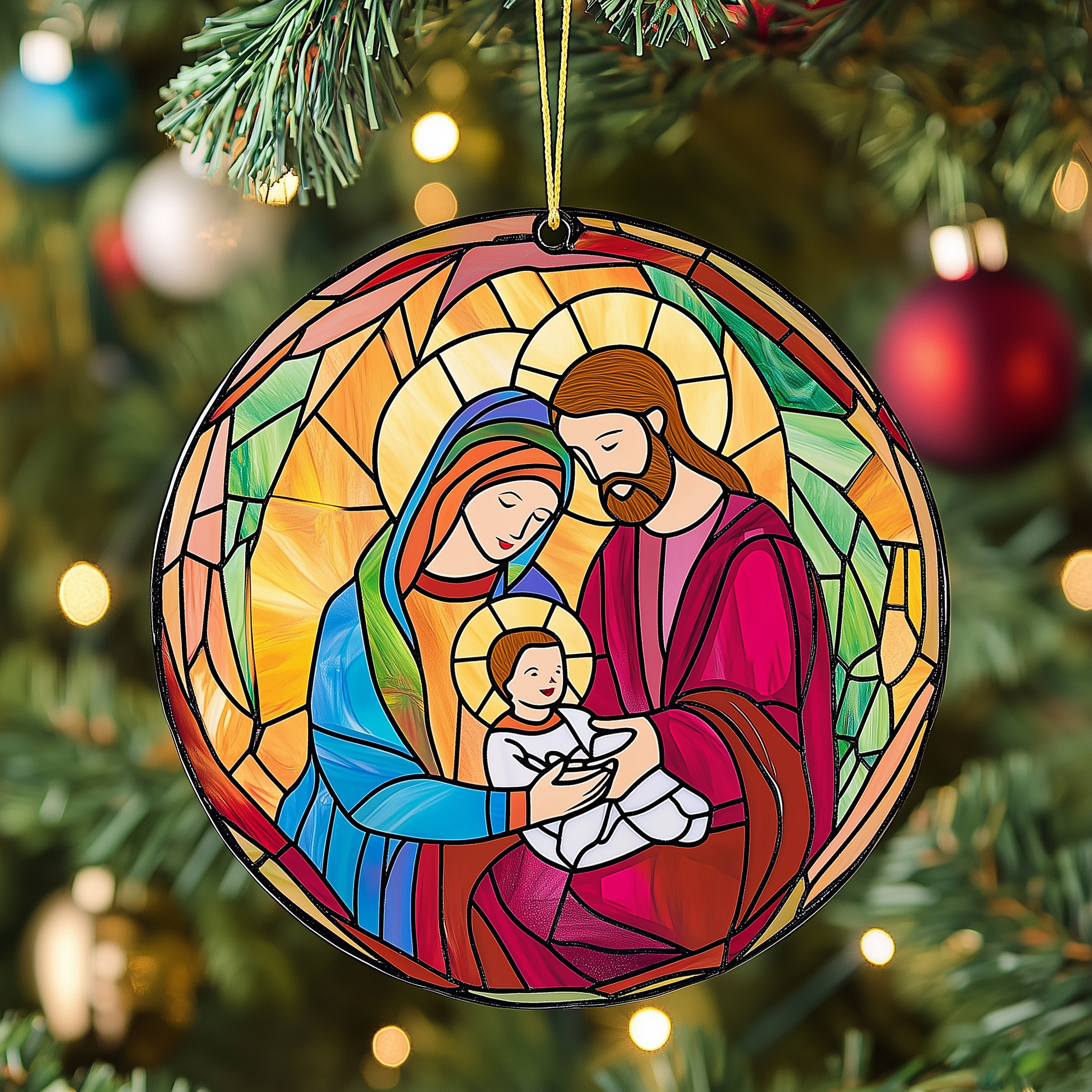Nativity Mica Ornament Traditional Religious Christmas Ornament Lovely Holiday Home Decoration