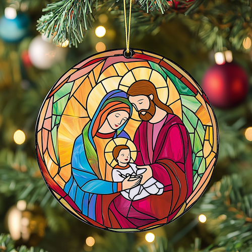 Nativity Mica Ornament Traditional Religious Christmas Ornament Lovely Holiday Home Decoration