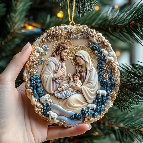 Nativity Scene Mica Ornament Blessed Religious Christmas Ornament Faith Inspired Holiday Gift