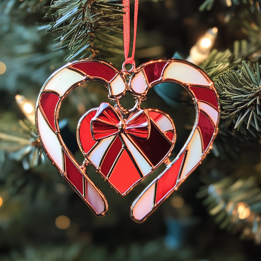 Love Symbol Candy Canes Mica Ornament Adorable Candy Christmas Ornament Thoughtful Holiday Keepsake