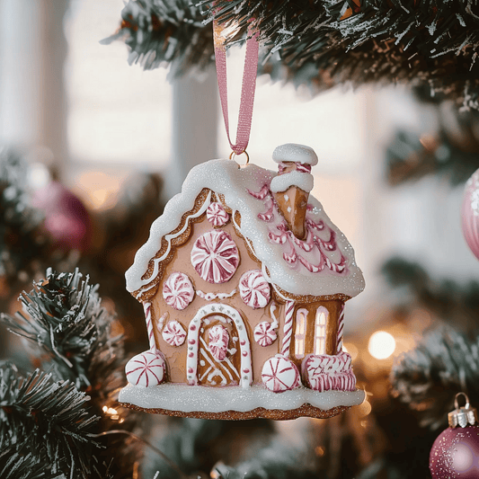 Pastel Sweet House Mica Ornament Adorable Gingerbread House Christmas Ornament Ginger House Christmas Gifts
