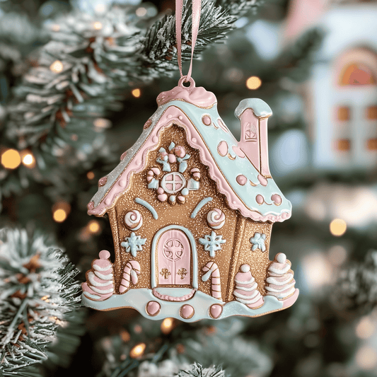 Pastel Sweet House Mica Ornament Colorful Sweet Christmas Ornament Ginger House Christmas Gifts