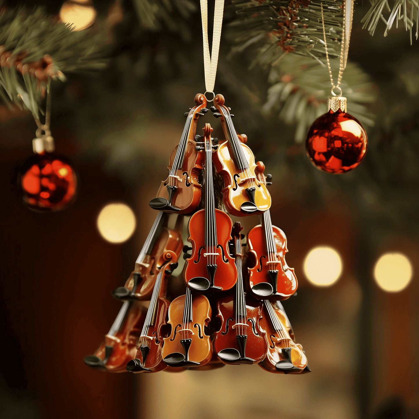 Violin Concert Mica Ornament Handcrafted Musical Christmas Ornament Lovely Violin Gift For Musicians