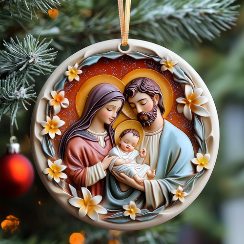Nativity Mica Ornament Beautiful Holy Family Christmas Ornament Religious Holiday Gift For Friends