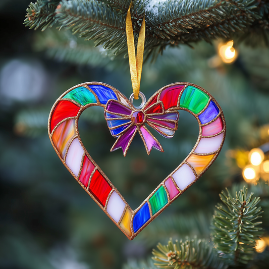 Love Symbol Rainbow Candy Canes Mica Ornament Playful Candy Cane Christmas Ornament Lovely Gift For Family