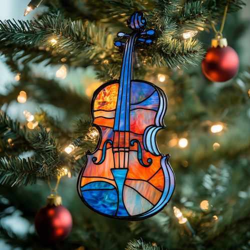 Colorful Violin Mica Ornament Artistic Music Christmas Ornament Perfect Holiday Gift For Violinist