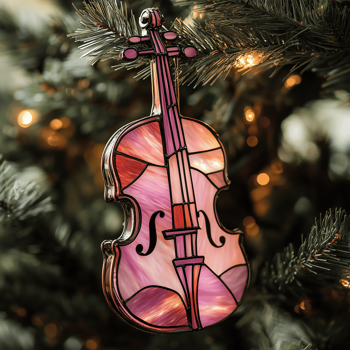 Colorful Violin Mica Ornament Unique Musician Christmas Ornament Best Present For Violinist