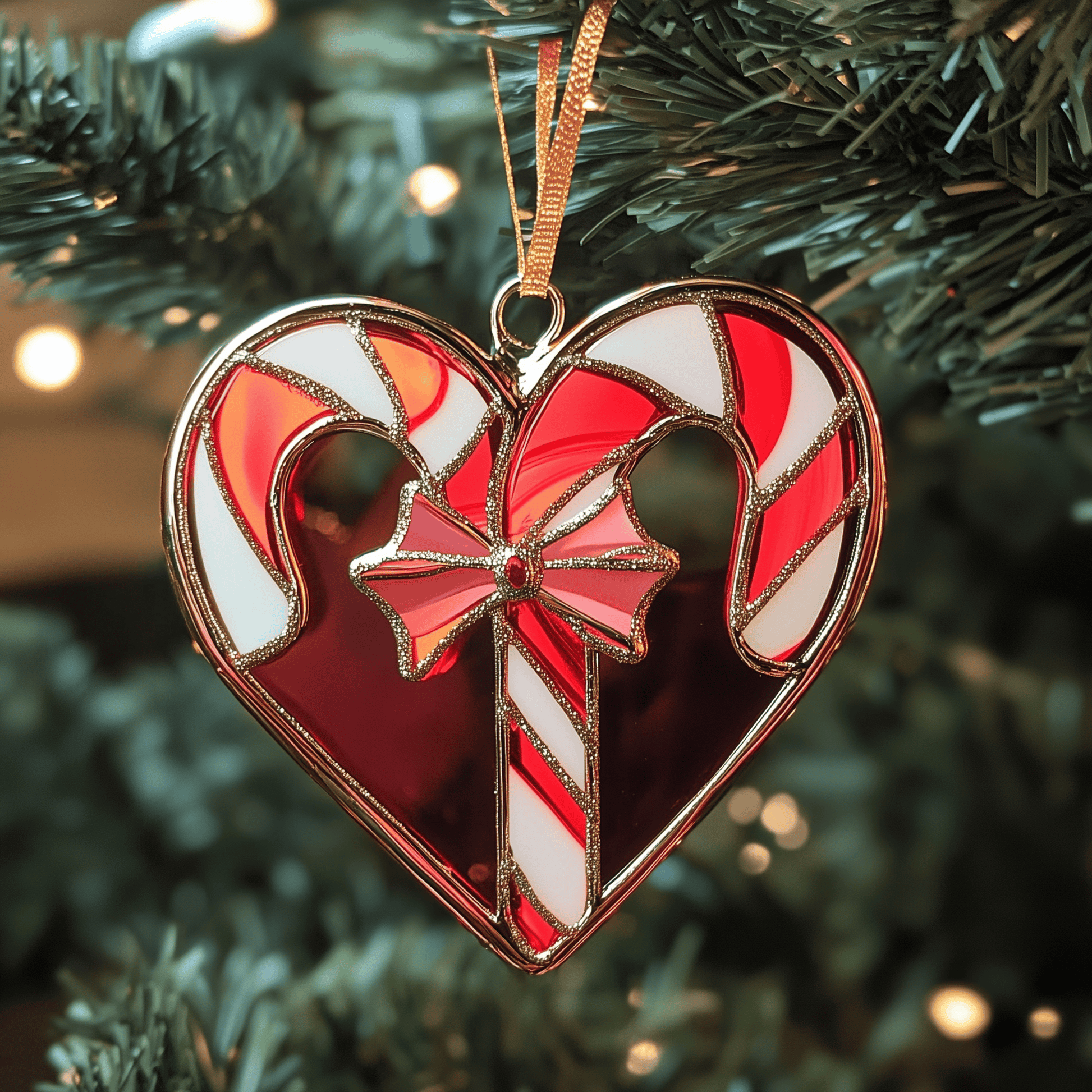 Love Symbol Candy Canes Mica Ornament Charming Candy Cane Christmas Ornament Festive Holiday Gift