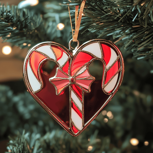 Love Symbol Candy Canes Mica Ornament Charming Candy Cane Christmas Ornament Festive Holiday Gift