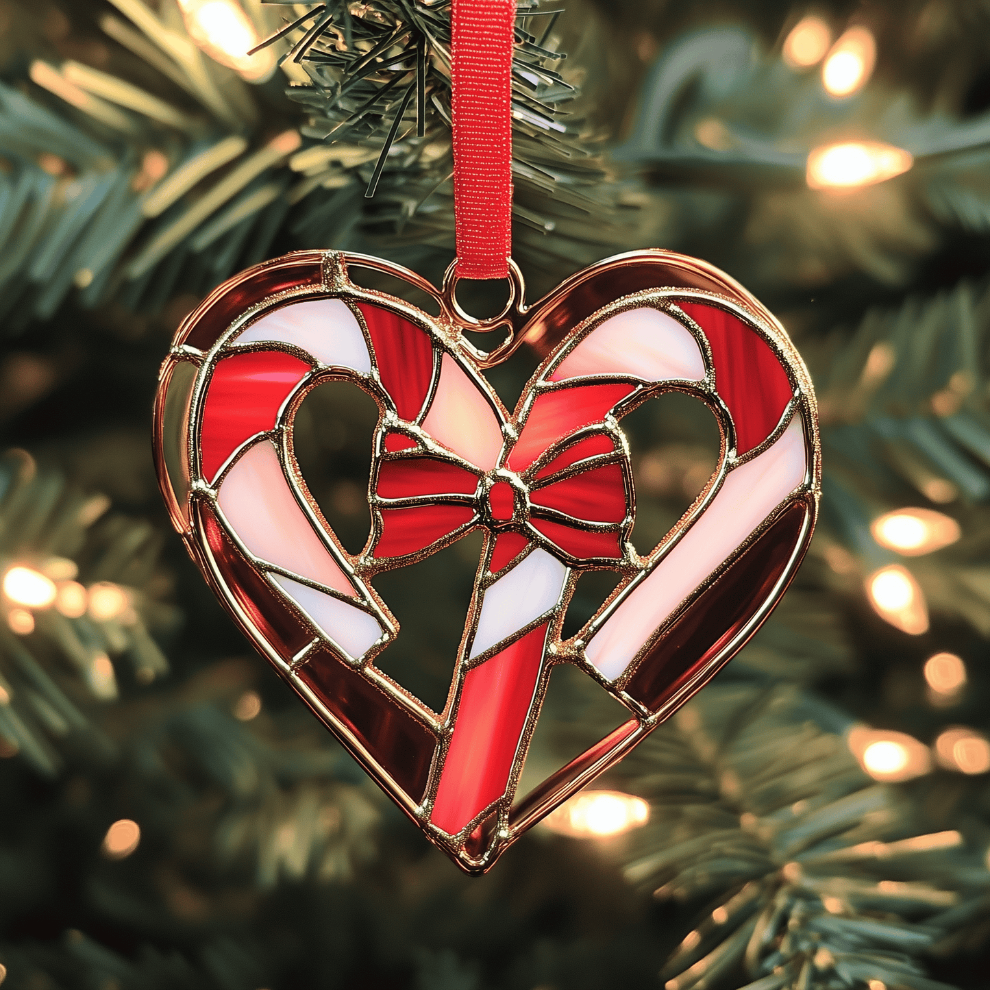 Love Symbol Candy Canes Mica Ornament Lovely Sweet Christmas Ornament Perfect Holiday Decoration
