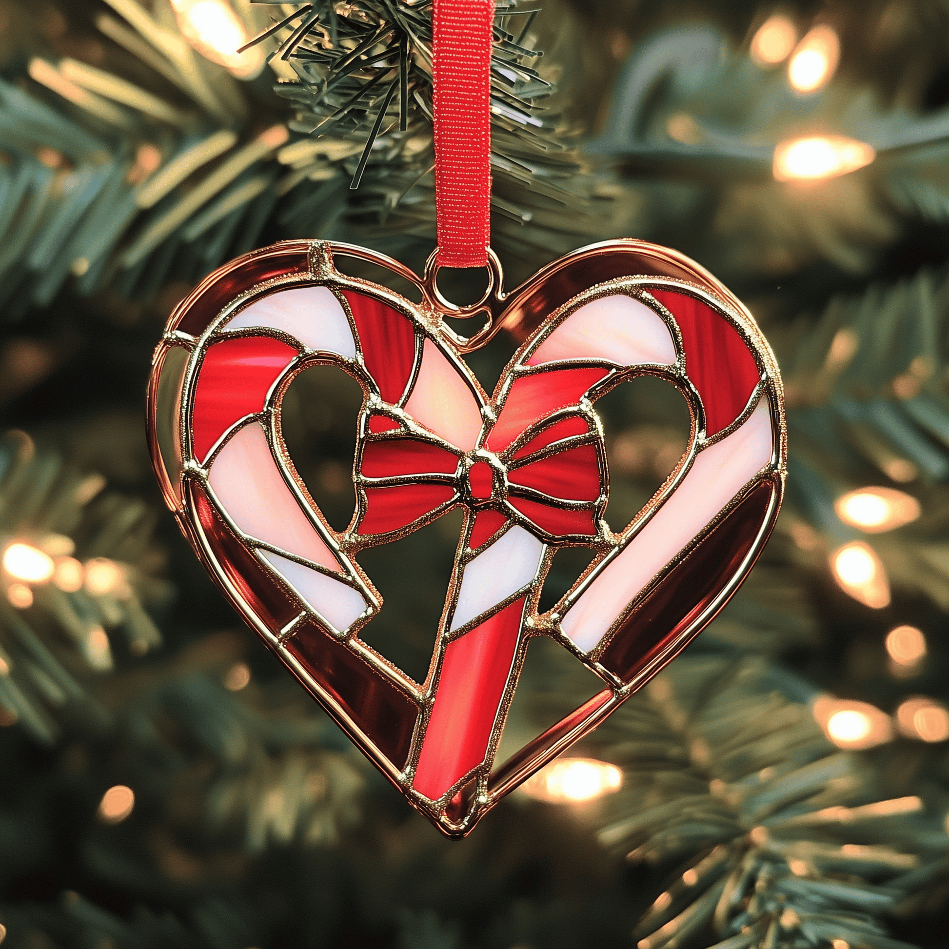 Love Symbol Candy Canes Mica Ornament Lovely Sweet Christmas Ornament Perfect Holiday Decoration