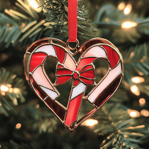 Love Symbol Candy Canes Mica Ornament Lovely Sweet Christmas Ornament Perfect Holiday Decoration