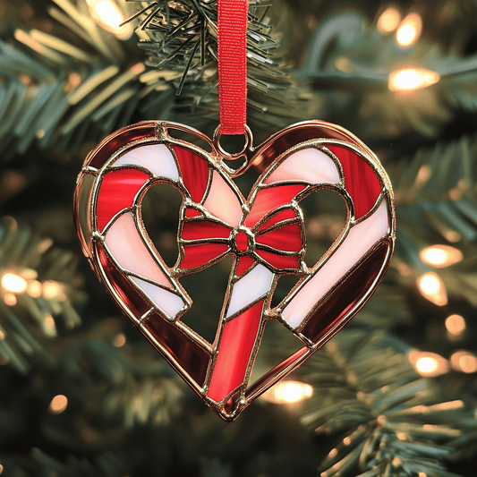 Love Symbol Candy Canes Mica Ornament Lovely Sweet Christmas Ornament Perfect Holiday Decoration