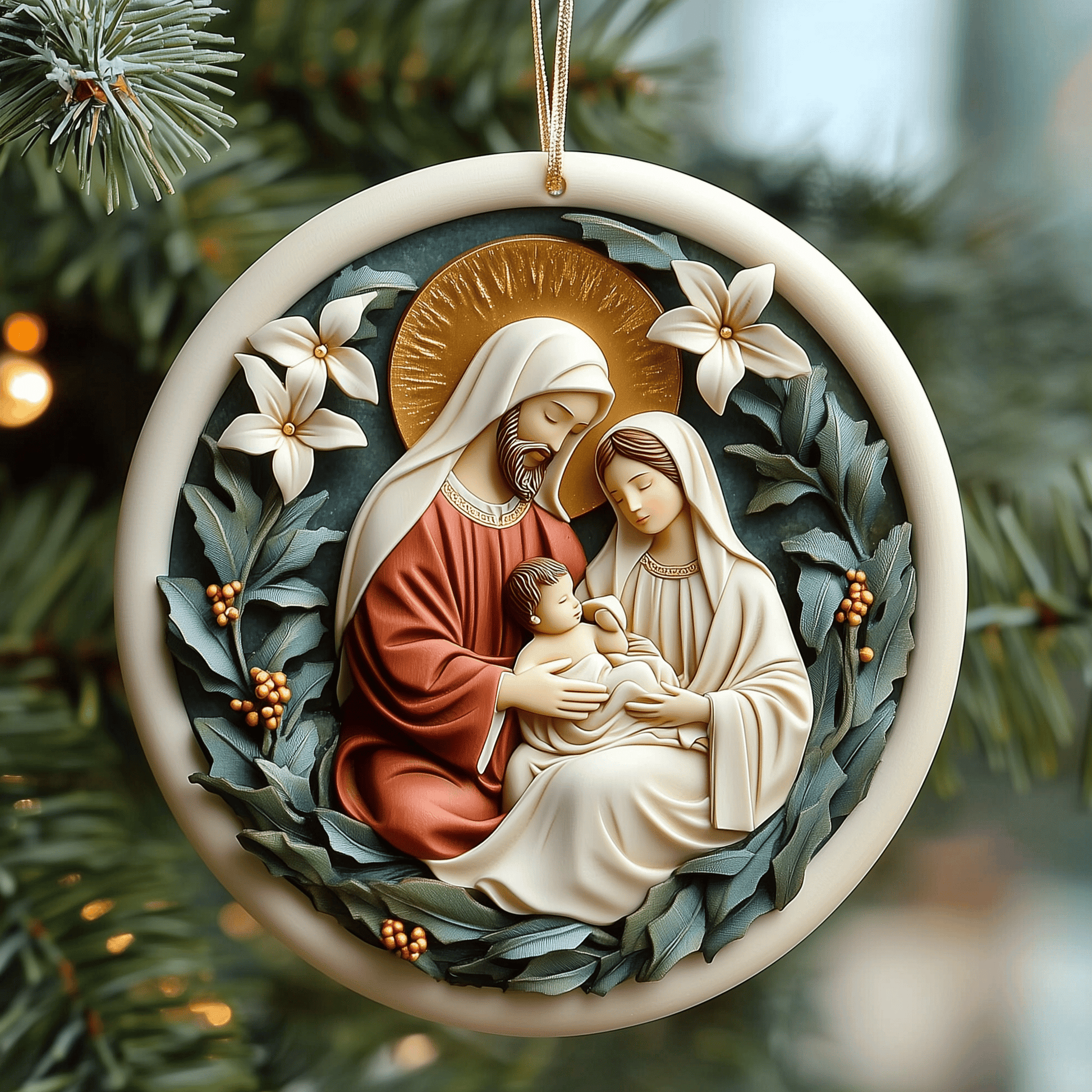 Nativity Mica Ornament Divine Religious Christmas Ornament Beautiful Holiday Gift For Family