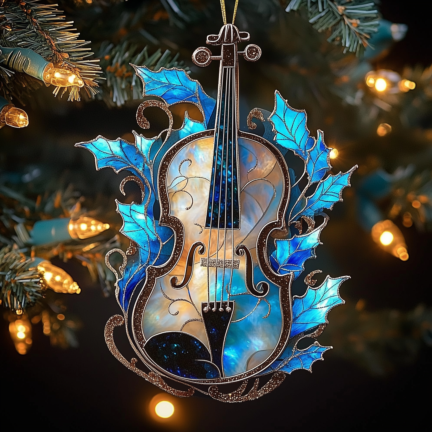 Elegant Violin Mica Ornament Beautiful Music Christmas Ornament Lovely Holiday Gift For Musicians