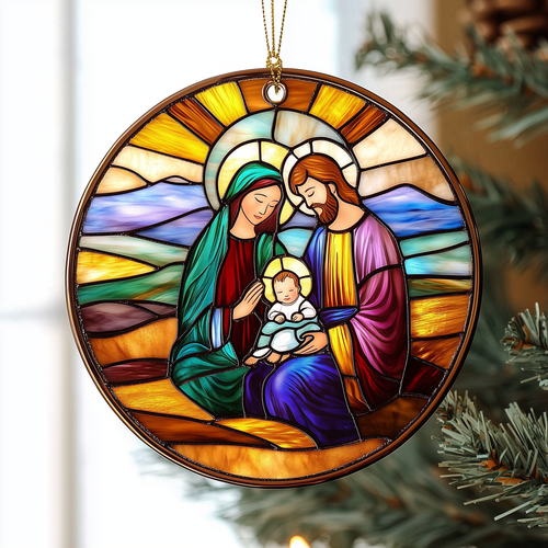 Nativity Mica Ornament Holy Family Christmas Ornament Religious Holiday Decoration Perfect Gift