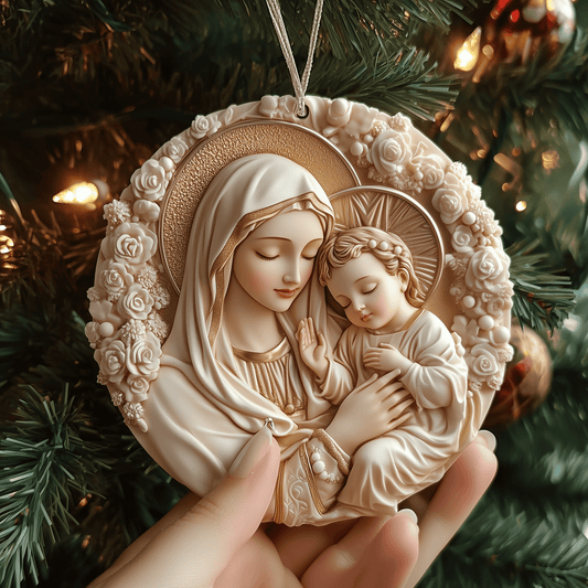 Maria And Baby Jesus Mica Ornament Blessed Family Christmas Ornament Perfect Religious Holiday Gift