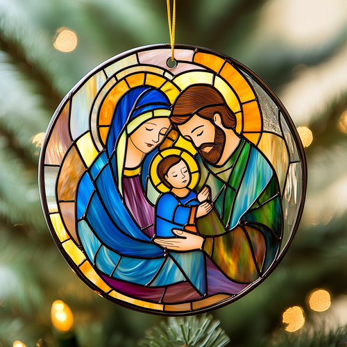 Nativity Mica Ornament Holy Christmas Ornament Religious Holiday Decor Thoughtful Gift For Believers