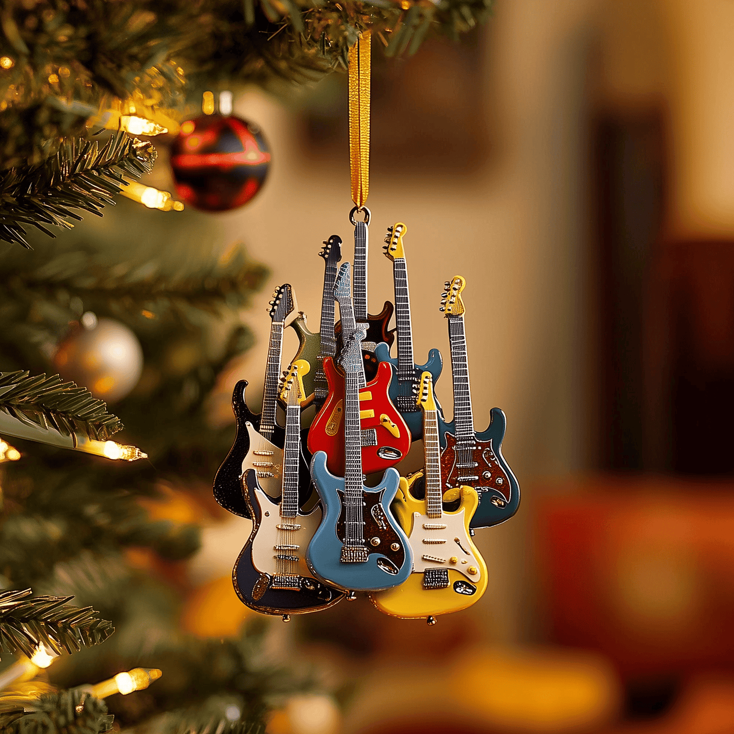 Electric Guitar Mica Ornament Creative Guitar Design Christmas Ornament Unique Gift For Music Lovers