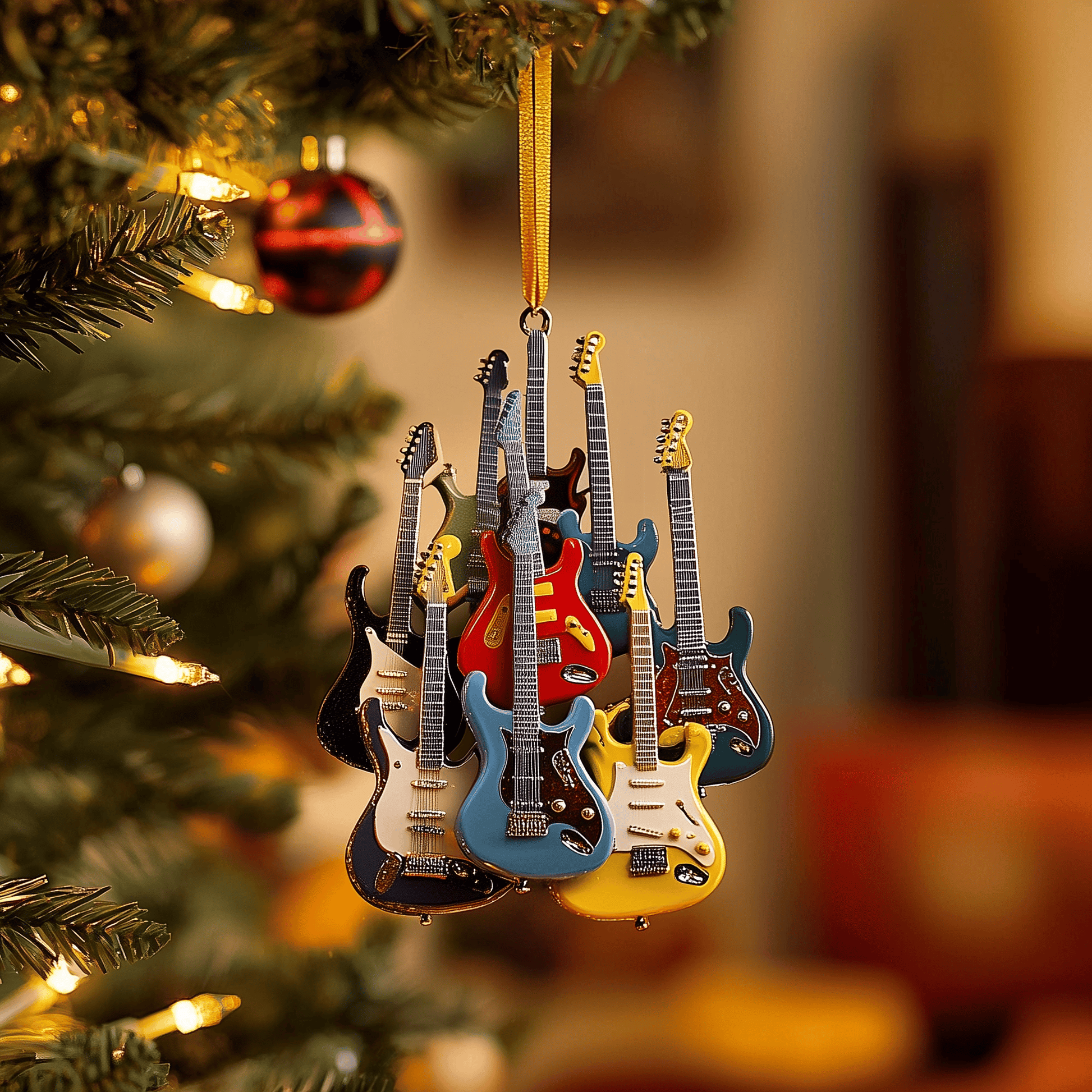 Electric Guitar Mica Ornament Creative Guitar Design Christmas Ornament Unique Gift For Music Lovers