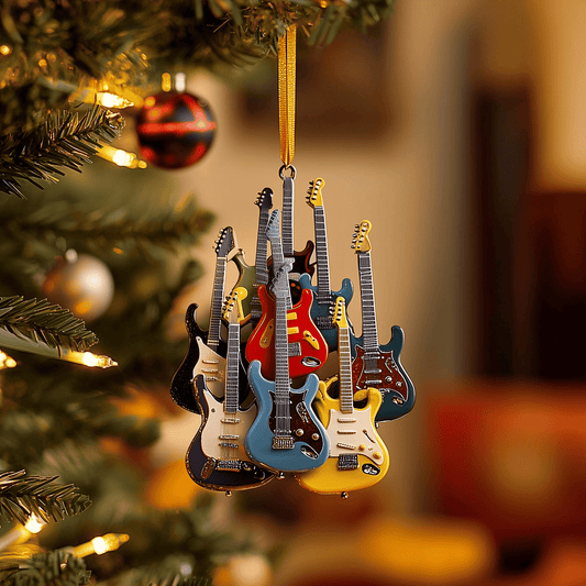 Electric Guitar Mica Ornament Creative Guitar Design Christmas Ornament Unique Gift For Music Lovers
