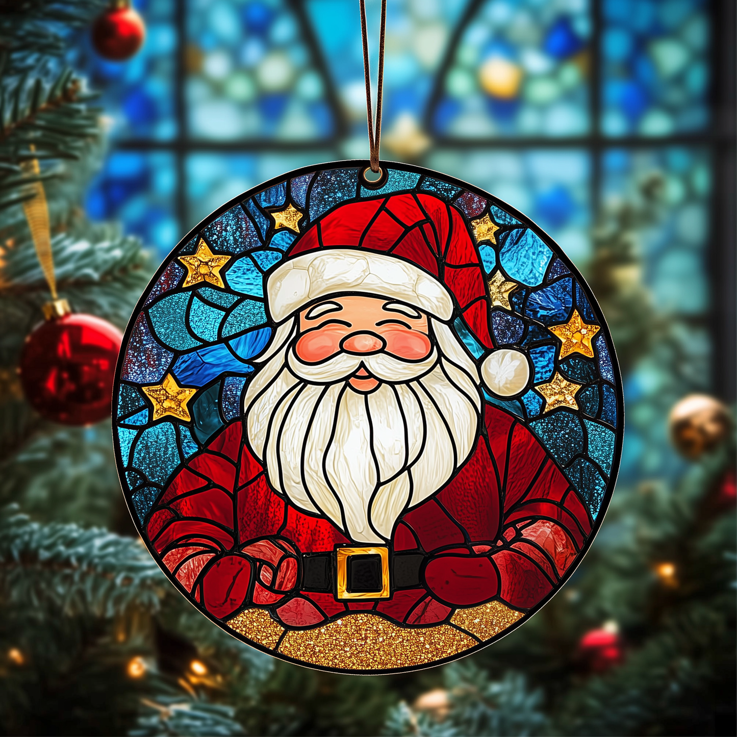 Santa Claus Mica Ornament Classic Santa Christmas Ornament Beautiful Holiday Home Decoration Gift