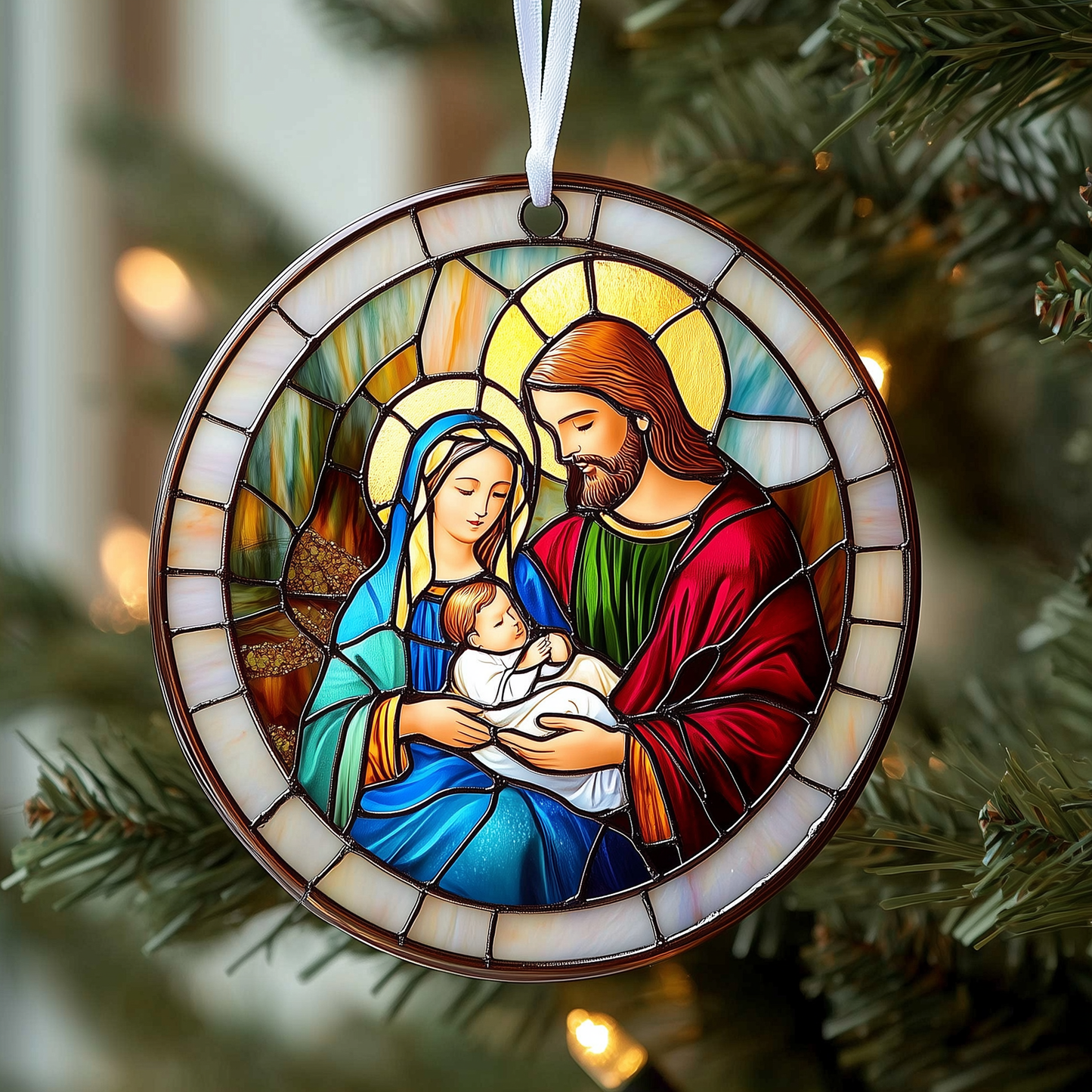 Nativity Mica Ornament Sacred Birth Scene Christmas Ornament Beautiful Religious Holiday Keepsake