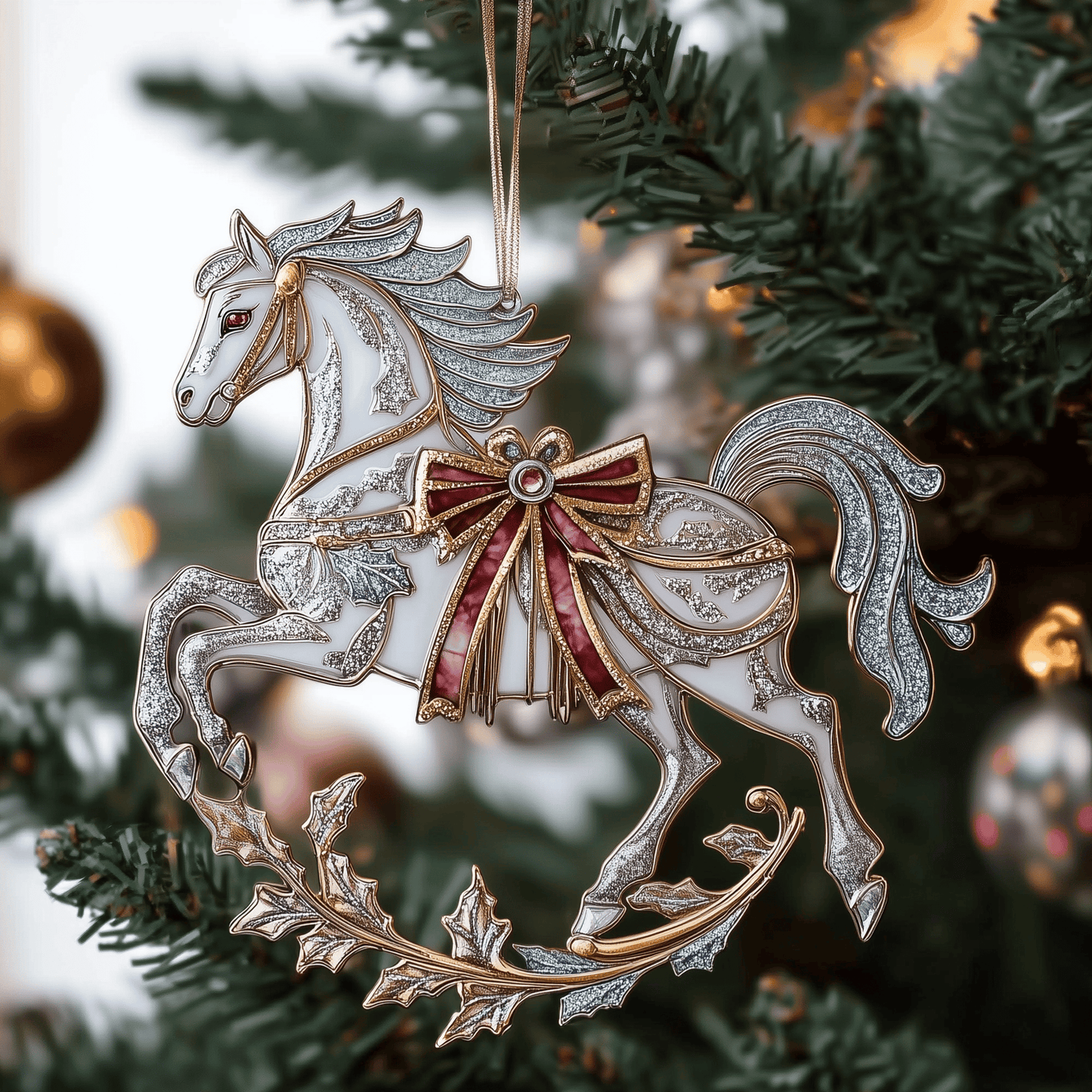 Festive Horse Mica Ornament Beautiful Horse Lover Christmas Ornament Horsey Christmas Gifts