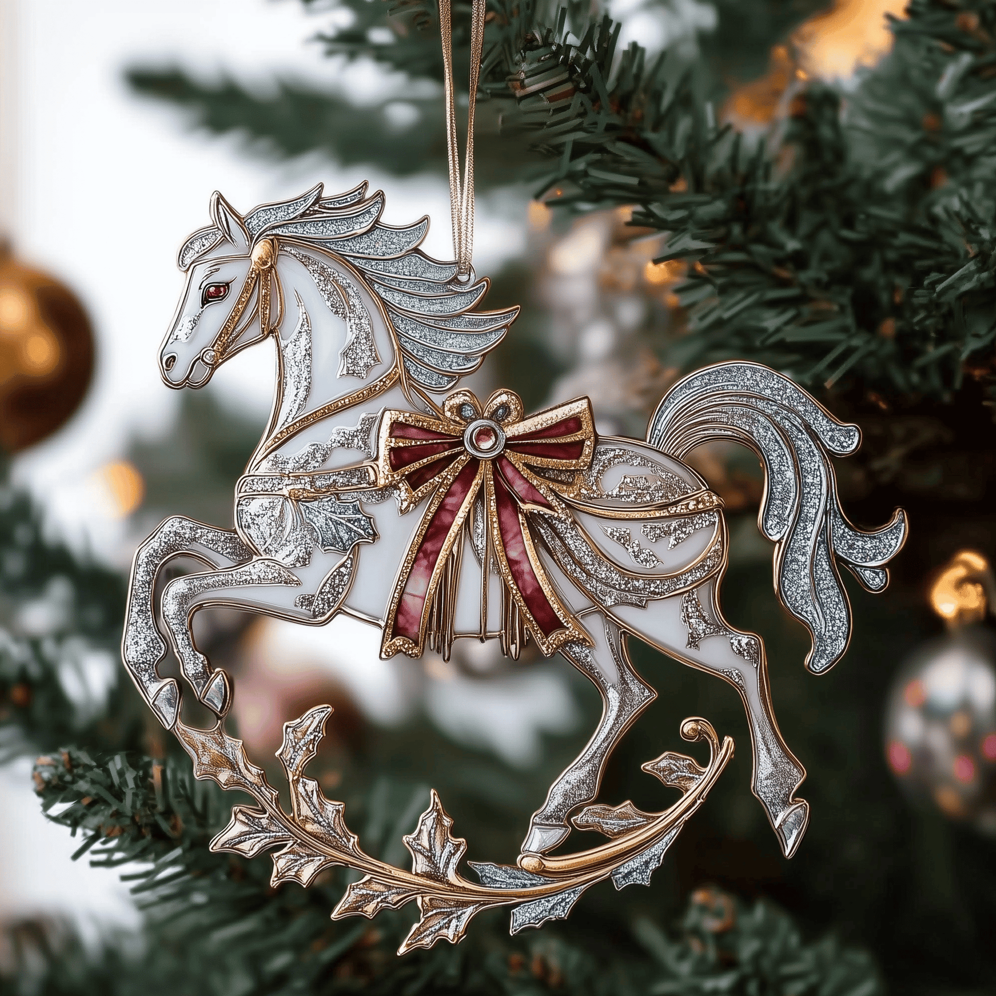 Festive Horse Mica Ornament Beautiful Horse Lover Christmas Ornament Horsey Christmas Gifts