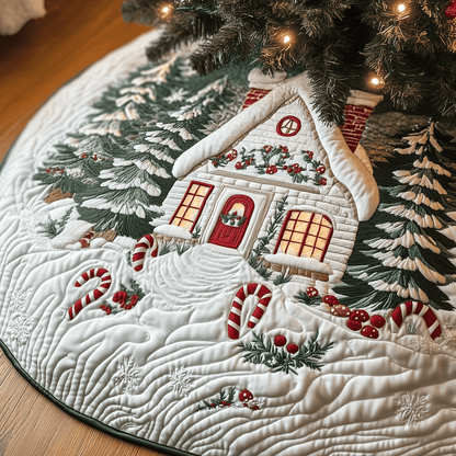 Candy Canes Whimsical House Quilted Tree Skirt GFTOTP1320
