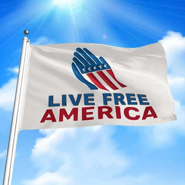 Live Free America Flag Patriotic USA Handprint Outdoor Flag Freedom Gifts Decor - Pvr