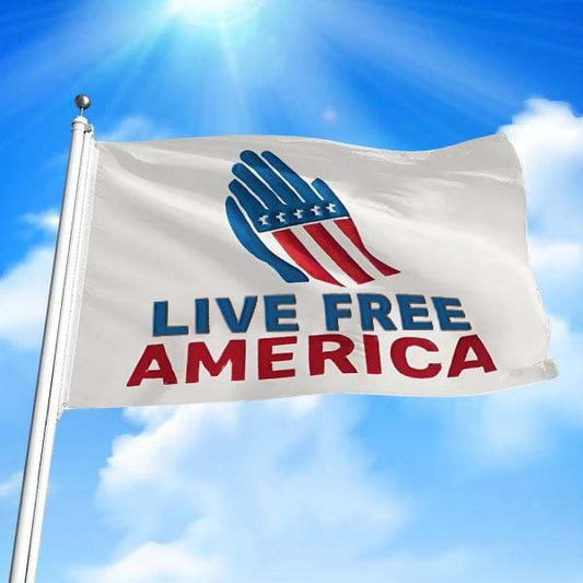 Live Free America Flag Patriotic USA Handprint Outdoor Flag Freedom Gifts Decor - Pvr